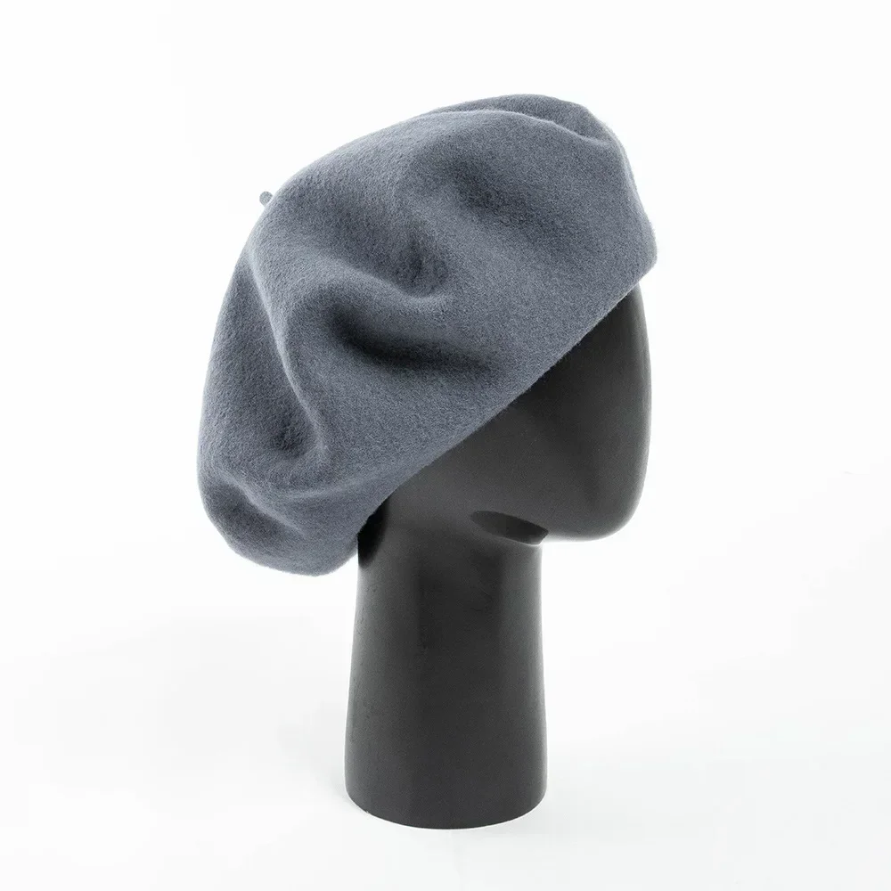 New Oversized 100% Wool Berets Women  Autumn Winter 32cm Big Beret Large Size Men Hat Painter Hat Female Warm Walking Cap 3