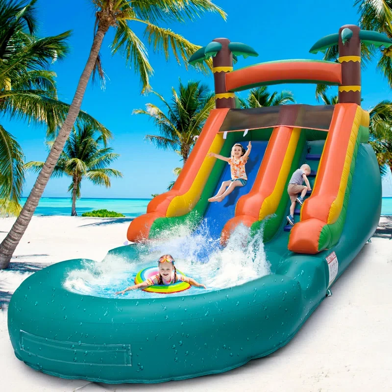 Grade PVC Commercial Use Inflatable Tall Jungle Water Slide With Pool for Kid and Adults Outdoor Backyard Summer Water Play