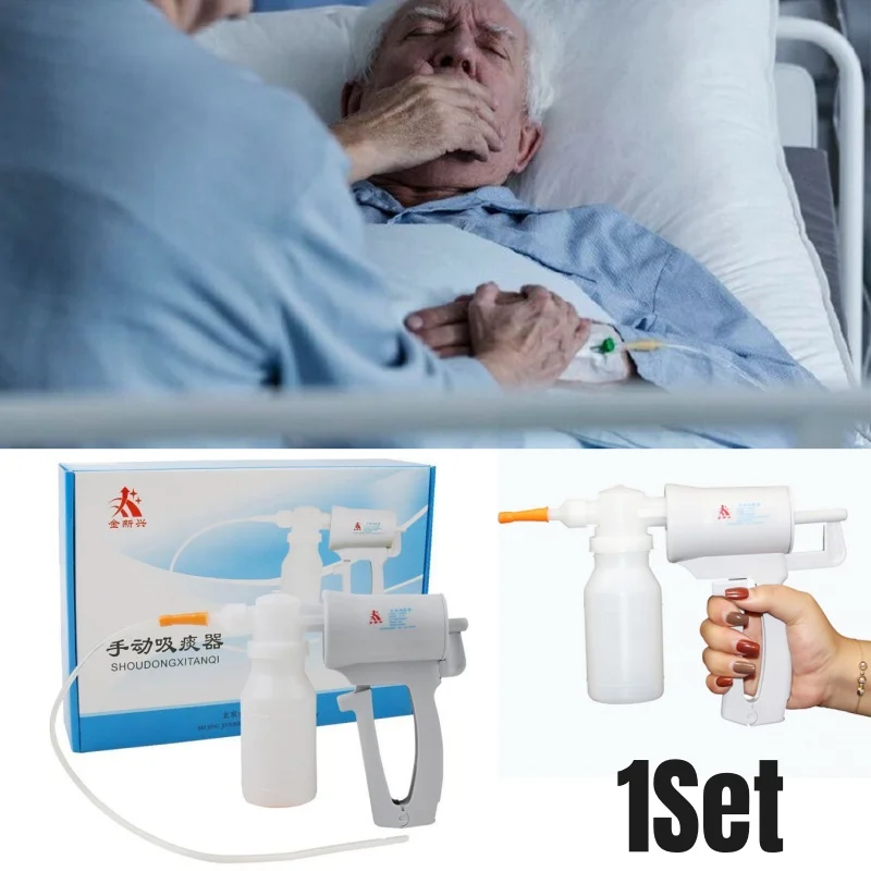 1Set Household Manual Sputum Aspirator Hand Held Sputum Suction Medical-devices Care Aspirador Pump Tube Catheter Aspirators