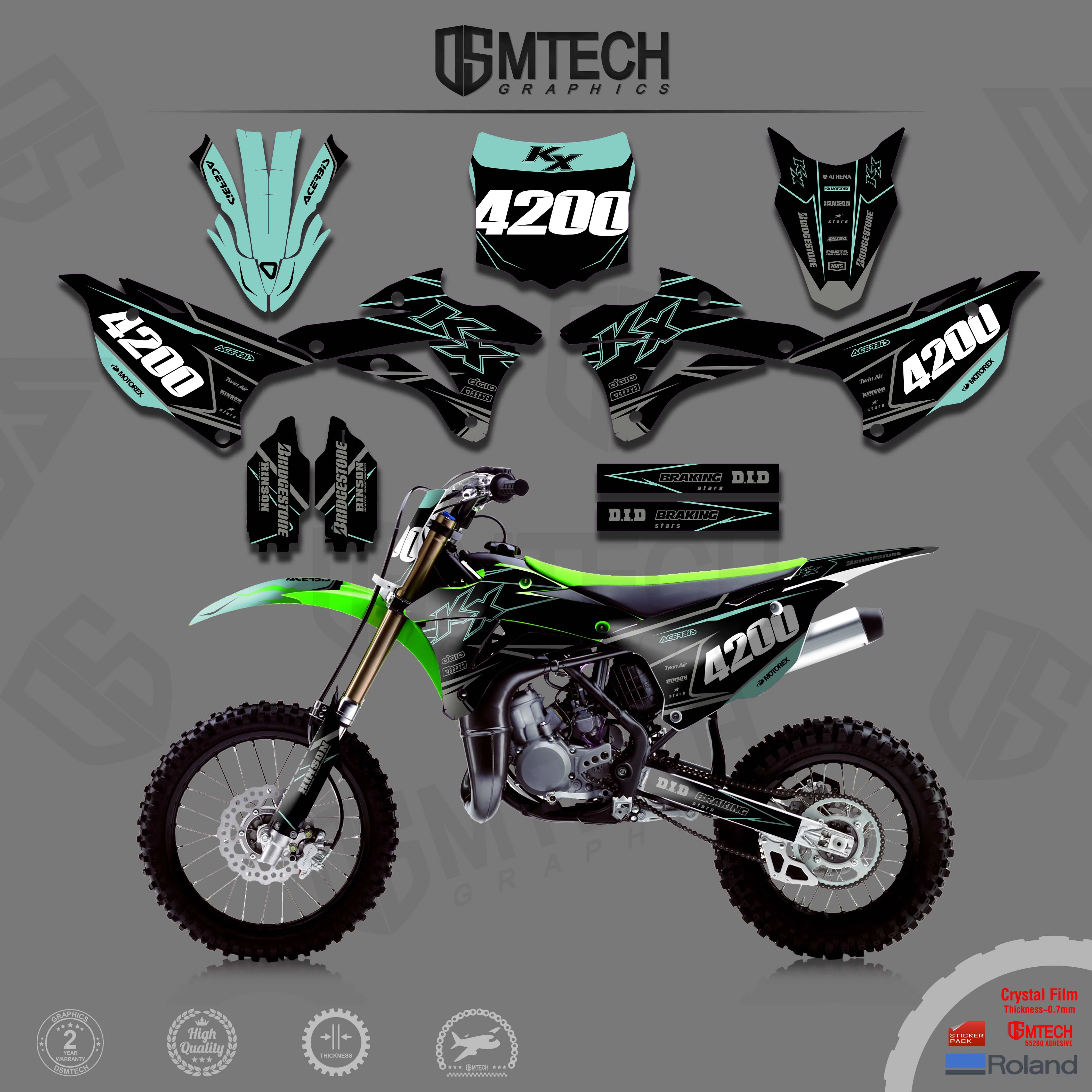 DSMTECH Motocross Decals Stickers Graphics Kits For Kawasaki 2014 2015 2016 2017 2018 2019 KX85-100 19-14 001 dsmtech motocross decals stickers graphics kits for kawasaki 2014 2015 2016 2017 2018 2019 kx85 100 19 14 001