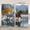 2pcs, spring summer Curtains Two Horses Semi-Sheer Curtains Versatile Polyester Fabric Decorations Perfect for Bedroom, Office, 3