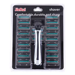 Men's Reusable Shaver with Imported Blades and Multi-Tool Head (C517-blue)