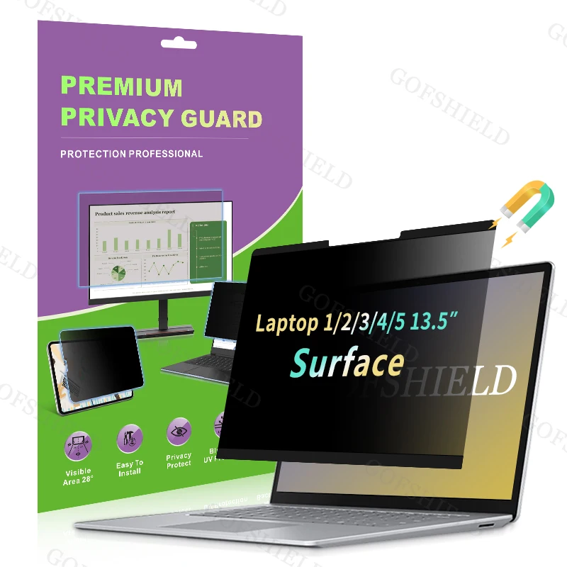China Factory Magnetic Anti-Reflective Light 2-Way Screen Protective Film Privacy Filter for Surface Laptop 13.5 Anti Spy