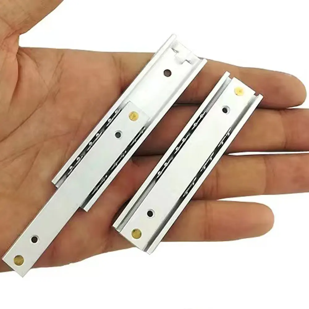Micro Drawer slide Ball Guide Two Sections 16mm Wide Steel Fold Drawer Steel Ball Slide Rail Furniture Hardware Fittings drawer slides 1Pair
