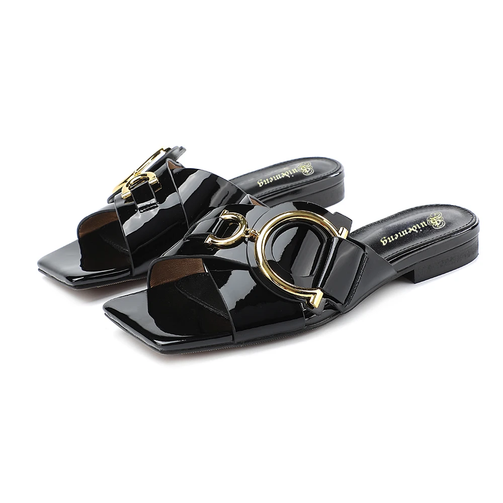 2023 Fashion Women's Slippers Slides Luxury Designer Summer Wedding Party Flat Heels Brand Sandals Ladies Female Casuals Shoes