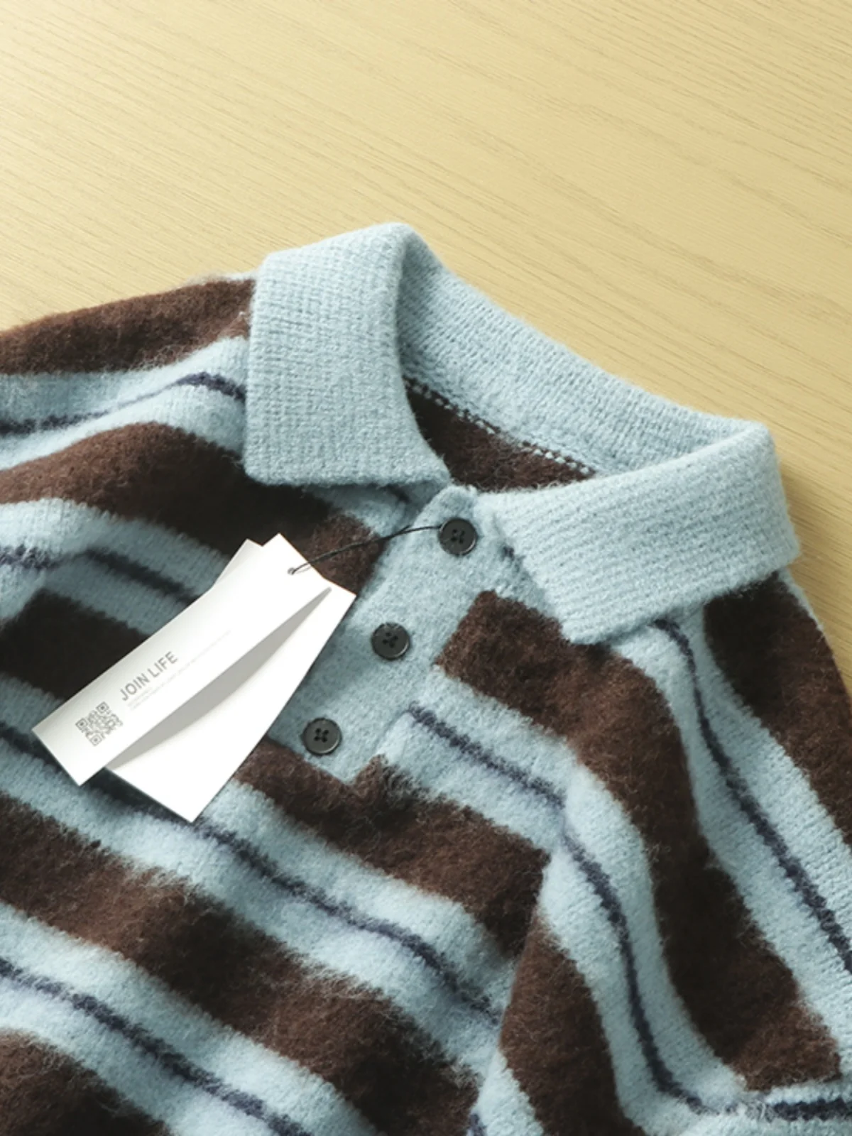 Loose Fit Men's Knitted Stripe Sweater Faion Urban Sle Turn-down Collar Long Sve Winter Top Trendy Streetwear