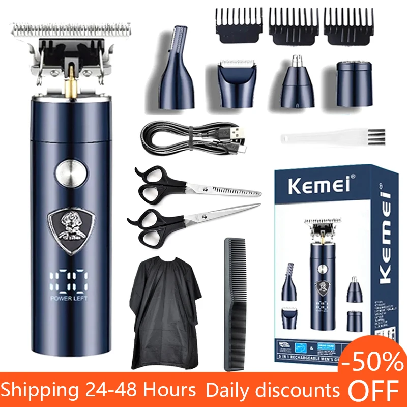 Kemei Hair Trimmer for Men Electric Hair Clipper Multifunction Shaver Beard Trimmer Cordless Hair Cutting Machine LCD Display