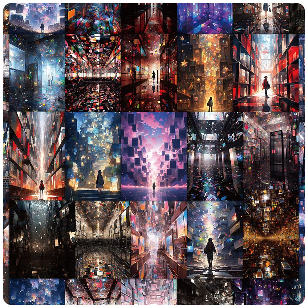 ملصقات جمالية بمنظر ليلي لأنيمي