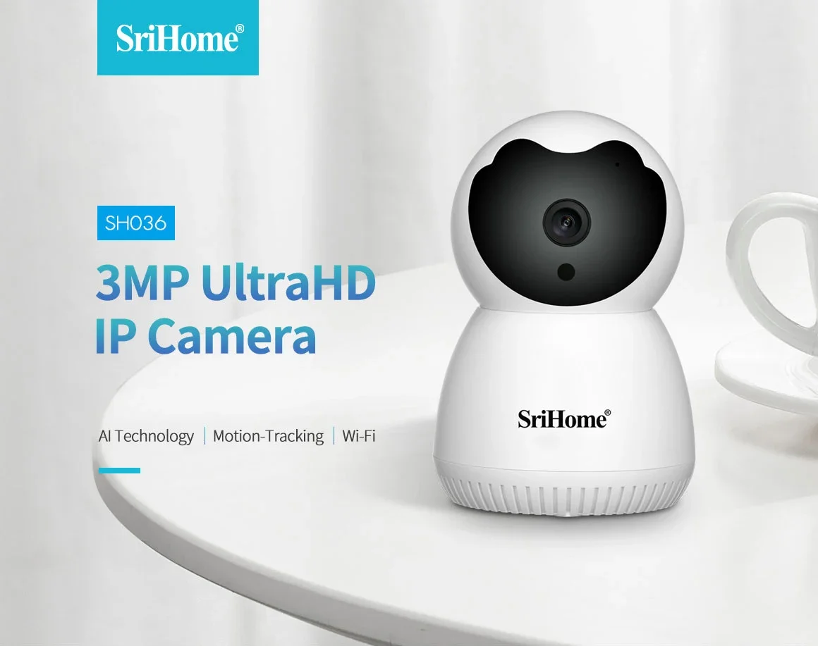 Srihome SH036 Wifi IP Camera 360° Mobile Remote View CCTV