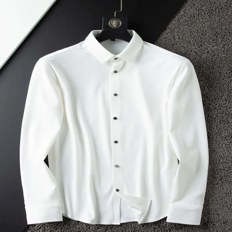 

23 New modelsNew styleSpring and Autumn Thin Non-Ironing Anti-Wrinkle Business Casual White Shirt Men's Long Sleeve Slim Fit Ver