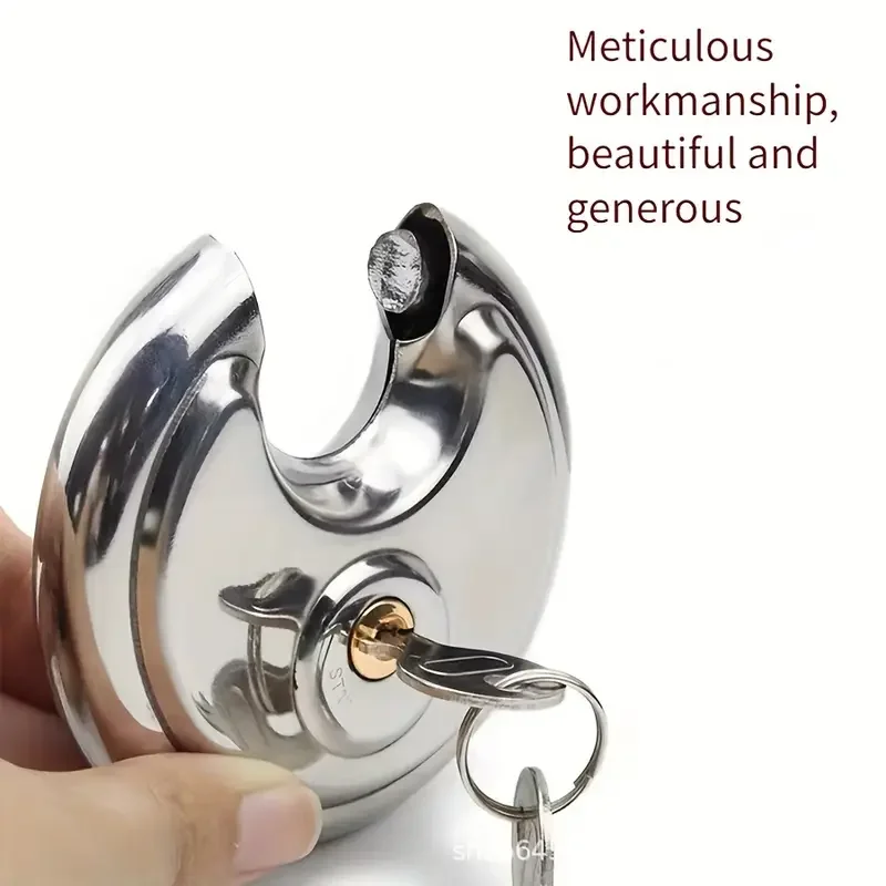 מנעול עגול מפלדת אל-חלד, אנטי-שבירה, אנטי-קרע, אנטי-גניבה, מנעול לדלת מחסן מחלקה, מנעול אופקי פתוח, חיצוני