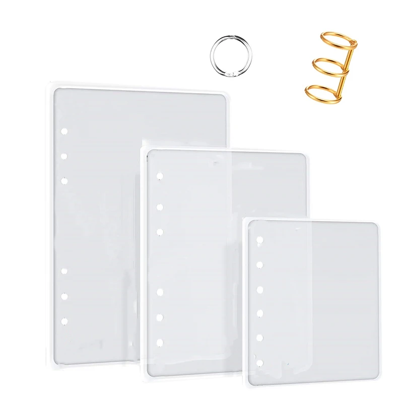 

Сделай Сам, смола, литой блокнот, искусственная кожа A5, A6, искусственная кожа, блокнот, прозрачная литой эпоксидная Форма с 2 шт., 3 кольца, книга Rin