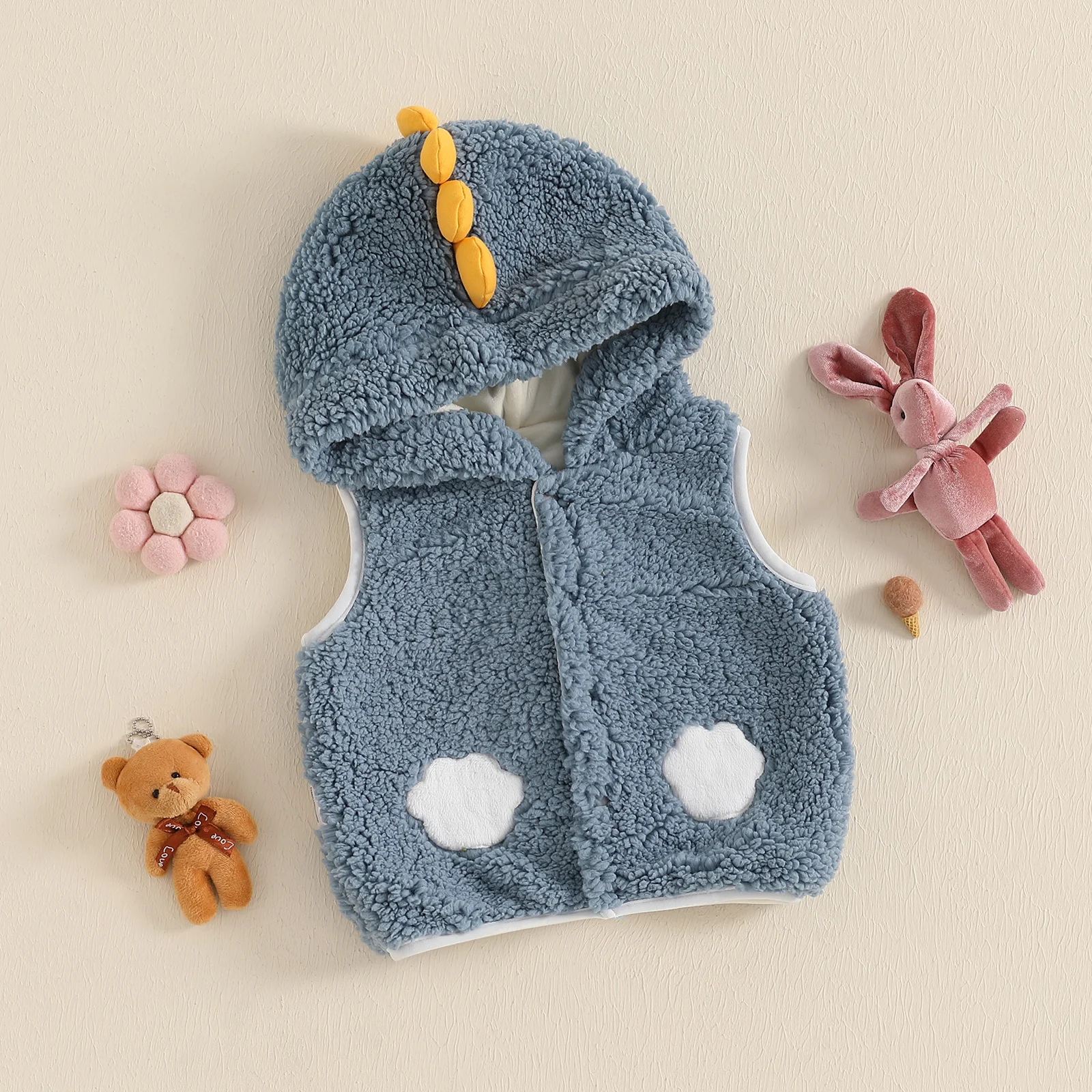 0-4Years Kids Baby Boys Girls Fleece Hooded Waistcoats Lovely Animal Shaped Sleeveless Hooded Vests Fall Winter Warm Coats