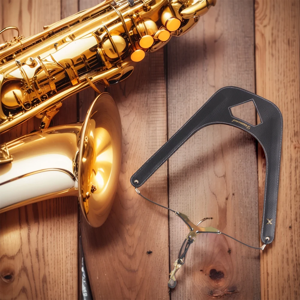 Correia De Couro Ajust vel Para Saxofone Com Chicote Duplo Para Ombros correia-de-couro-ajust-vel-para-saxofone-com-chicote-duplo-para-ombros