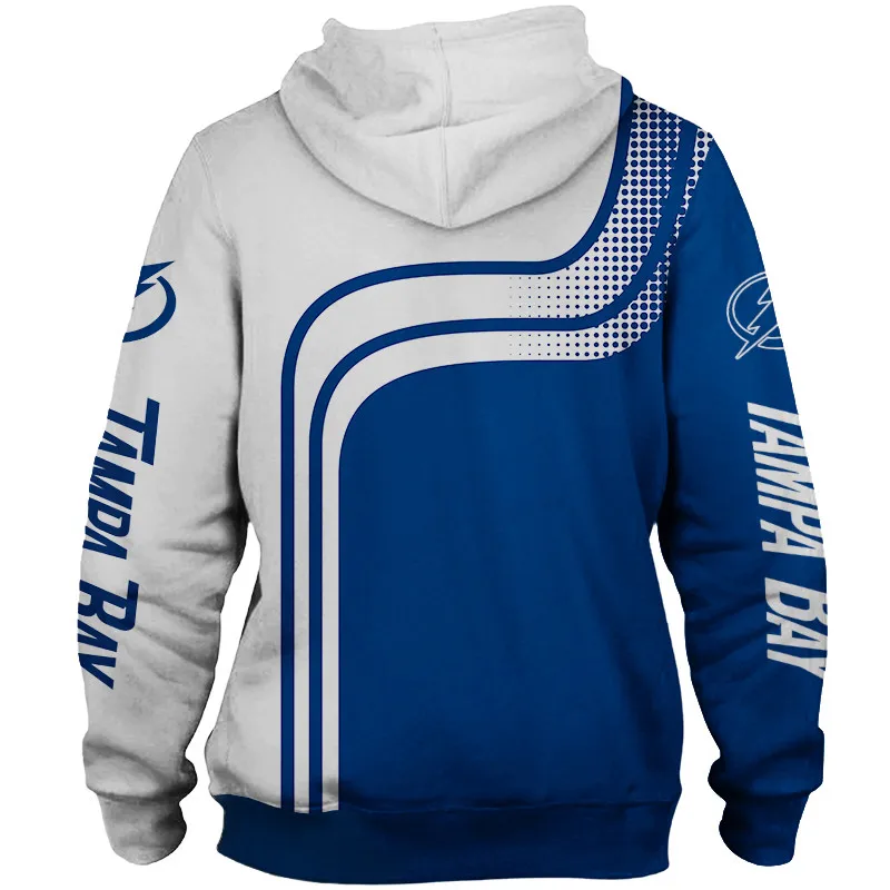 Tampa Bay Lightning Hoodie 3D White Blue Logo Tampa Bay Lightning