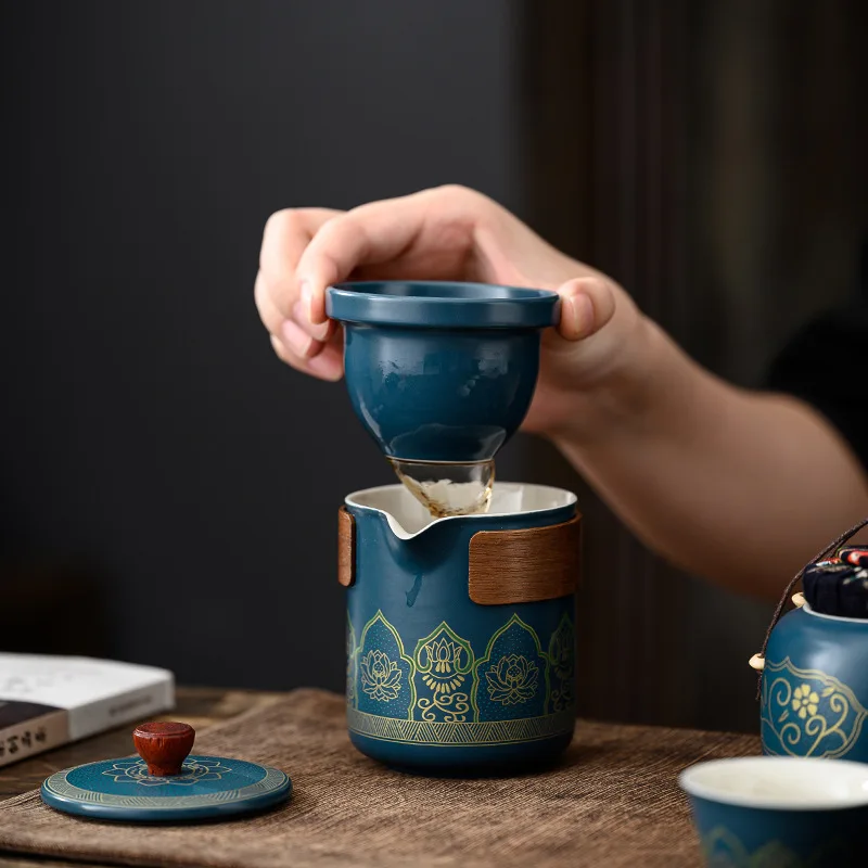 Travel Tea Set Portable Kung Fu Tea Set Japanese Style Outdoor Kuaike Cup Holiday Business Gift Giving Chinese Style