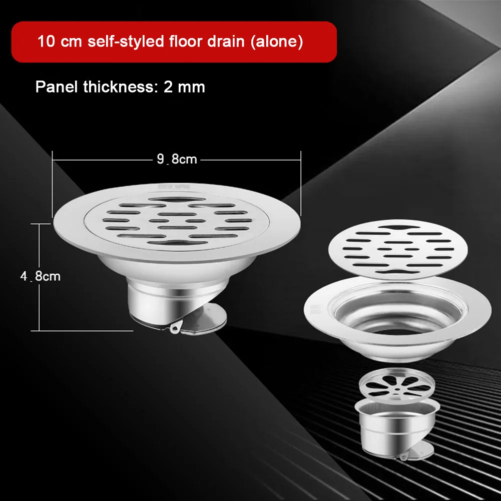 Stainless Steel Floor Drains Anti-odor Drainer Shower Strainer Cover 10cm Deodorant for Kitchen Hotel Bathroom