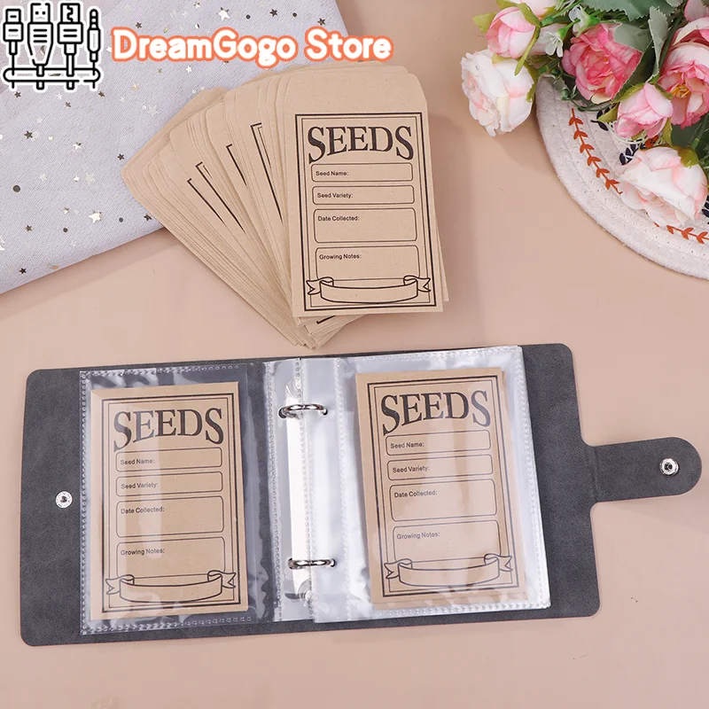 1 Set Garden Seeds Storage Organizers Seed Organizer Binder with 50pcs Self-Sealing Seed Envelopes Packet Organizer seed storage envelopes