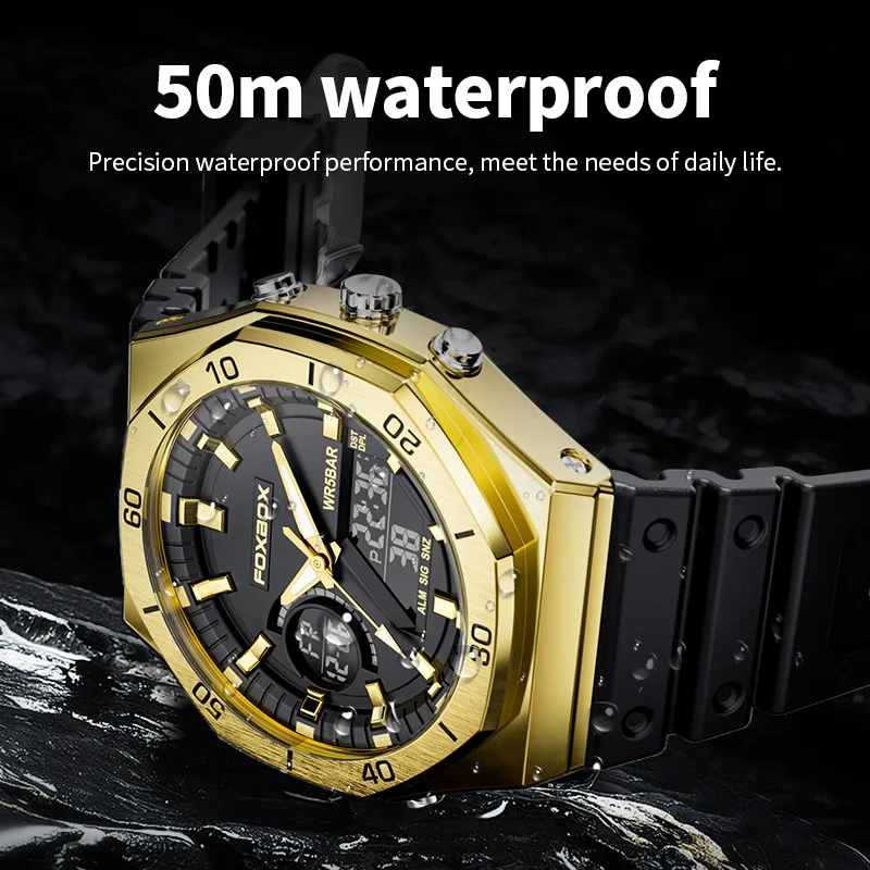 FOXBOX Top Brand Luxury Men Watch Quartz Digital Watch Sports Watch Men Waterproof Wristwatch Watches for Men Relogio Masculino