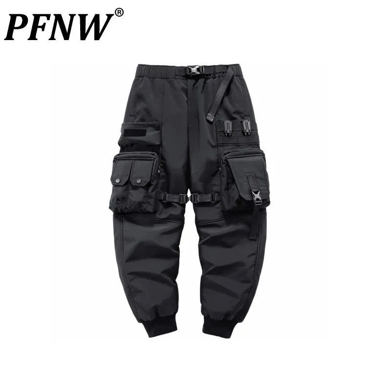 

PFNW Heavy Industry Overalls Men's Fashion Functional Multi Pocket Cargo Pants Autumn Winter New Darkwear Plush Trousers 12Z5033