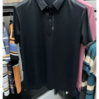 Haut de gamme flambant neuf été couleur unie soie coton haute qualité à manches courtes Polo hommes à la mode affaires sans couture haut décontracté 2
