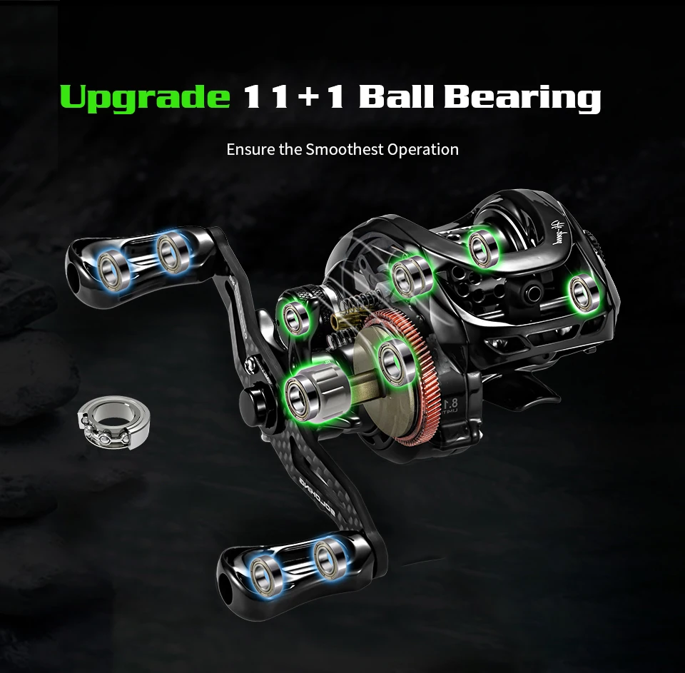 BMC100 150G Bfs Reel Baitcasting Reel Met Slepen Clciker 8.1:1 Hoge Snelheid 5Kg/11LB Slepen Power 11 + 1 Bb Baitcaster Vissen Reel