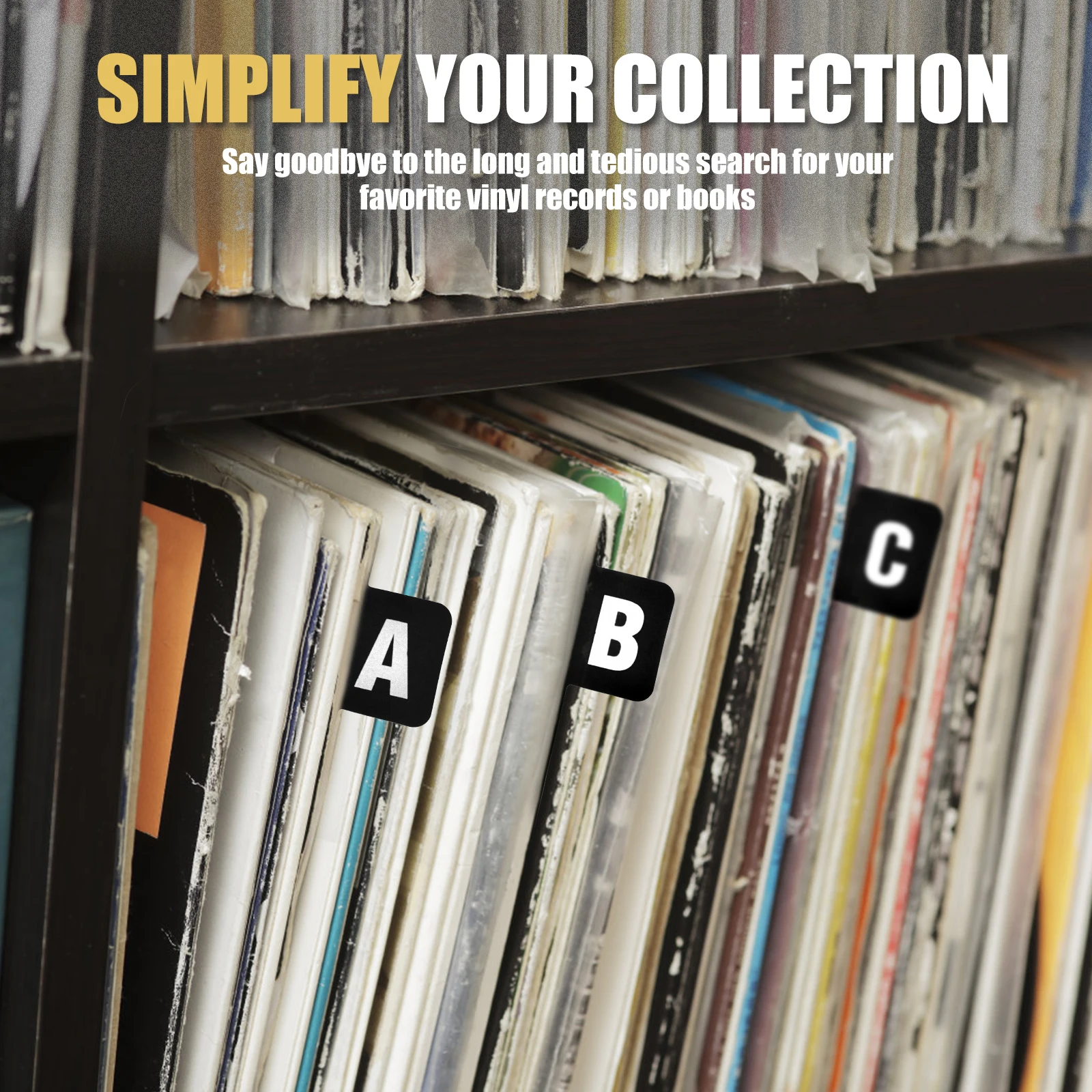 26 Pcs Record Dividers Alphabetical Vinyl Record Dividers with Alphabet Tabs Water-proof Vinyl Separators Reusable Vinyl Records