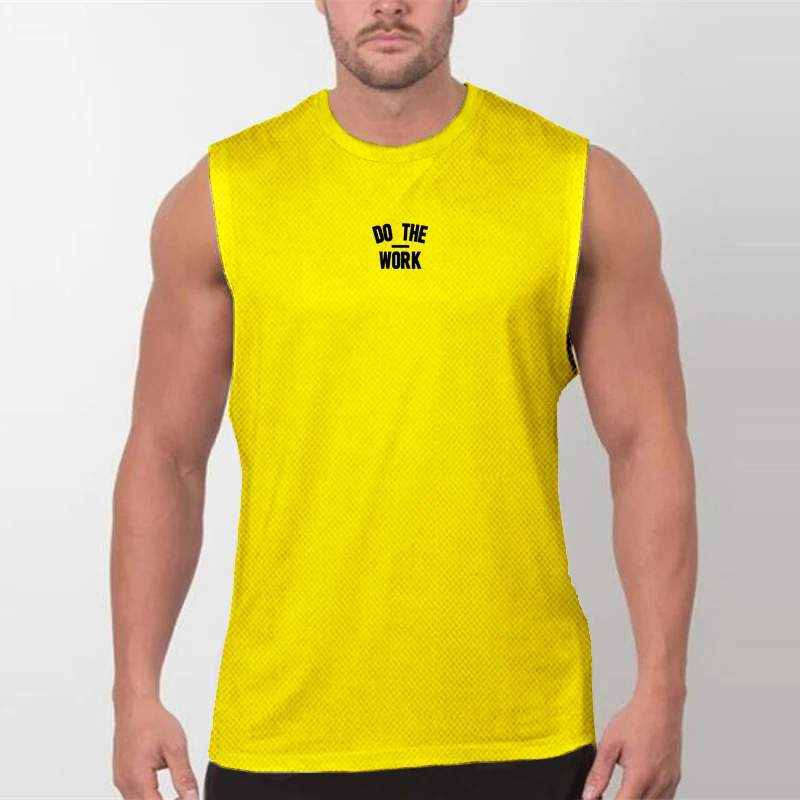 

Muscle Guys Gym Bodybuilding Mens Casual Fashion Sleeveless Muscle Tank Tops Summer Mesh Breathable Quick Dry Cool Feeling Shirt