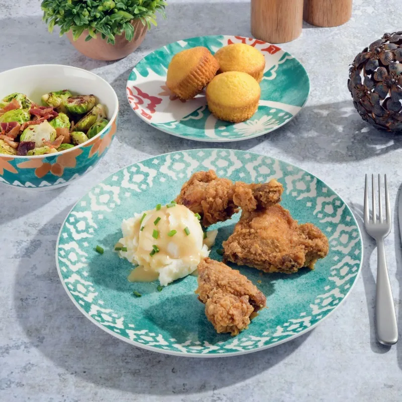 

12-Piece Teal Fine Ceramic Dinnerware Set
