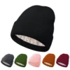 2024 Winter Silk Satin Lined Double Beanie Sided Women's Beanies Caps For Men Satin Lining Hair Protection Hats Knitted Hat