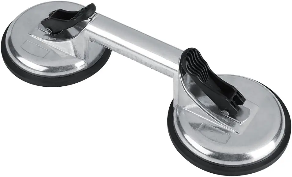 Heavy Duty Aluminum Double Handle Suction Cup Plate Glass Lifter Glass Tiles Mirror Granite Lifting Dent Remover Gripper