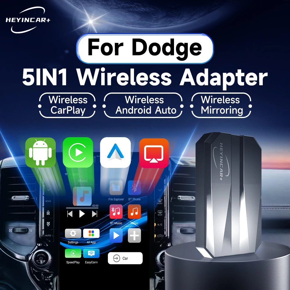 2024HEYINCAR5IN1WiredtoWirelessCarPlayAndroidAutoAdapterFor