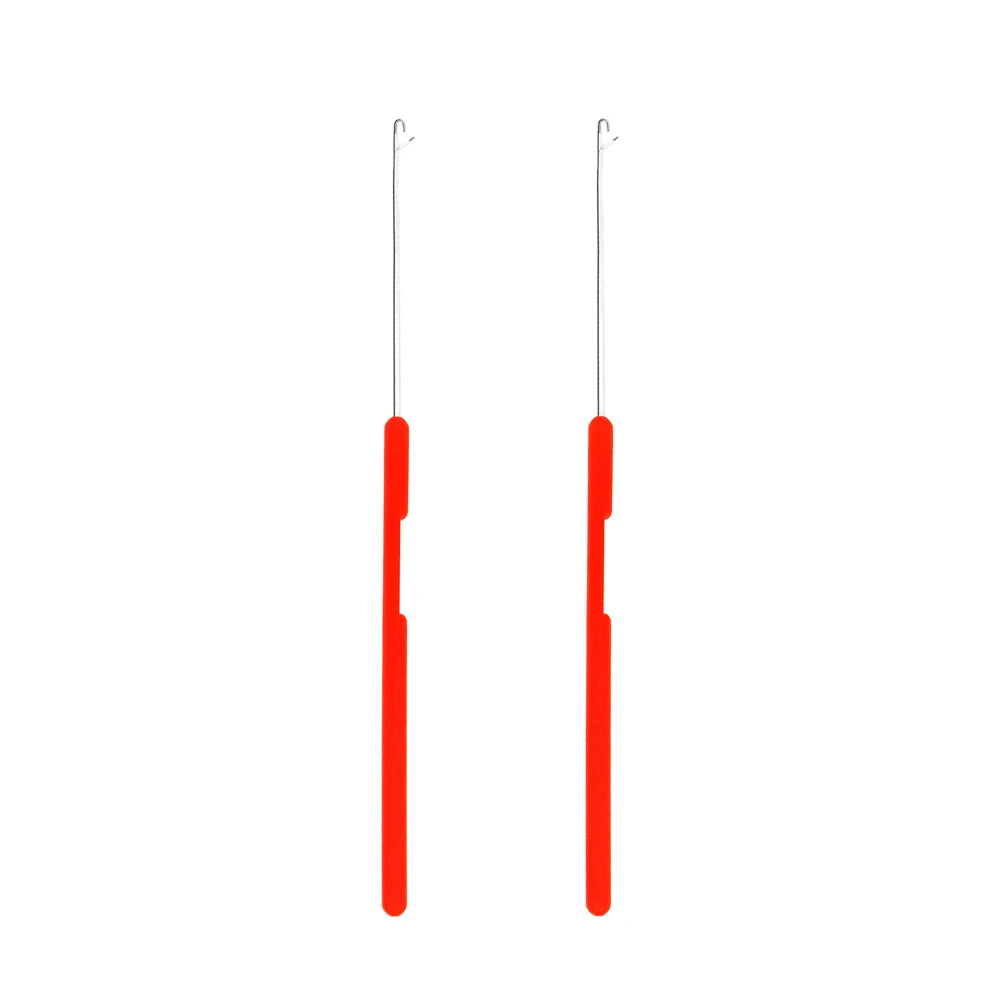 Micro Plastic Latch Crochet Hook Needle Red Color Handle For Braiding Hair Extension Weaving Dreadlocks Making Wig Sewing Tools crochet hooks hair extensions tool