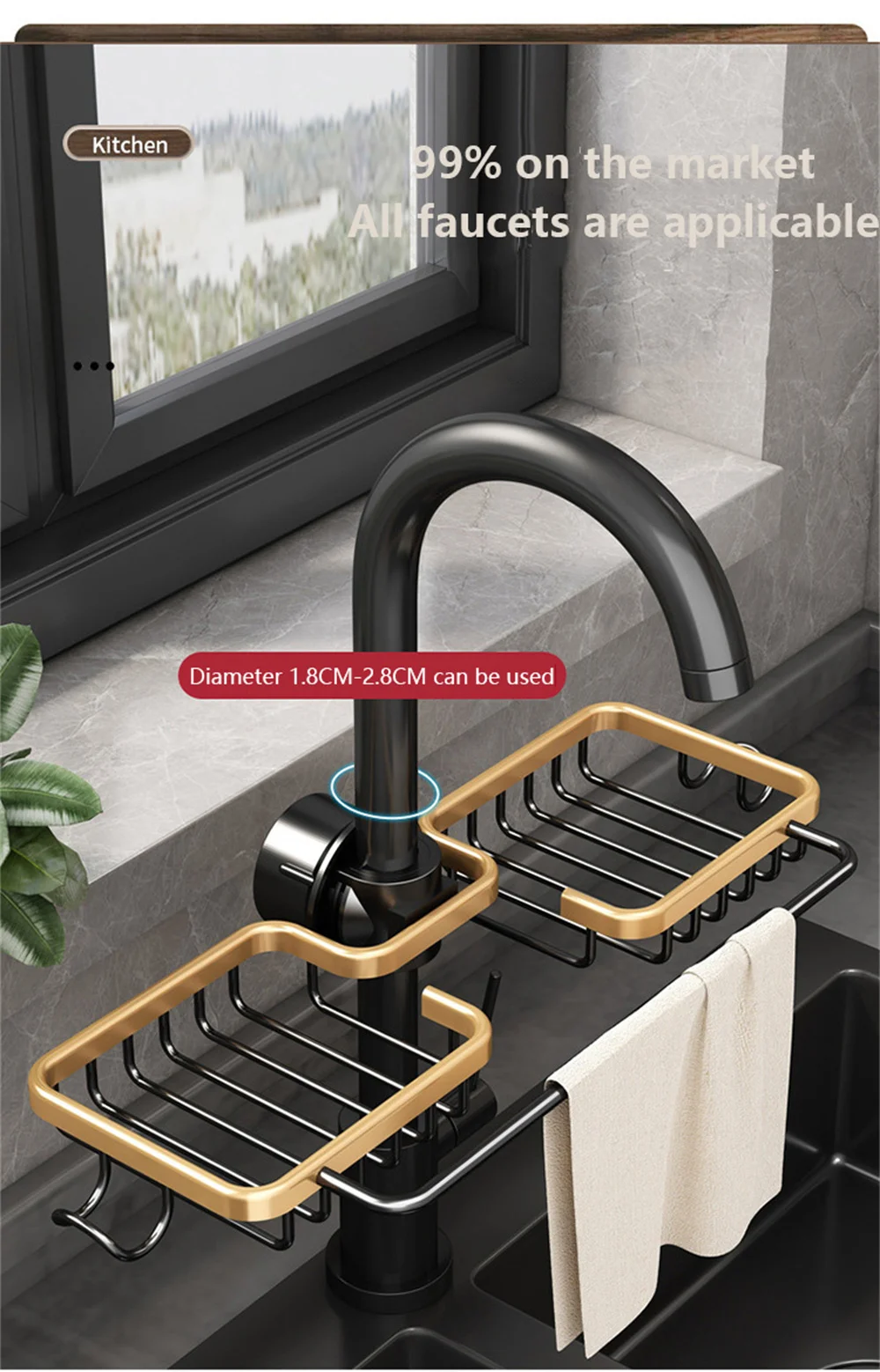 Description Picture 5 of itemBathroom Shelf Makeup Storage Organizer Aluminum Alloy Shampoo Rack Shower Shelf Bathroom Accessories No Drill Wall Shelf