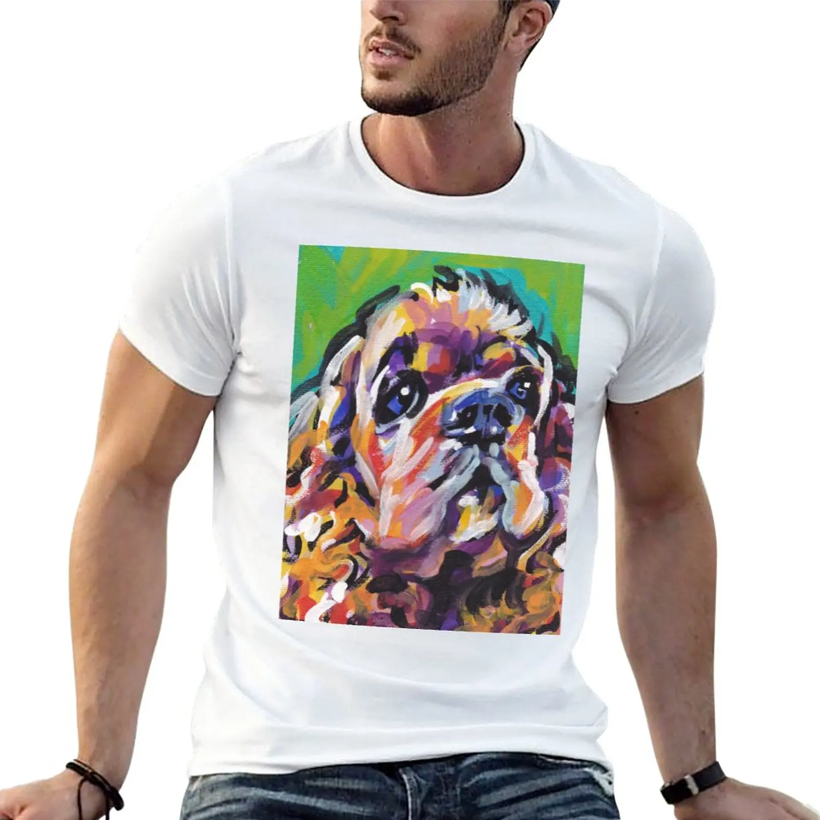 

New American Cocker Spaniel Dog Bright colorful pop dog art T-Shirt shirts graphic tees cute clothes mens t shirts