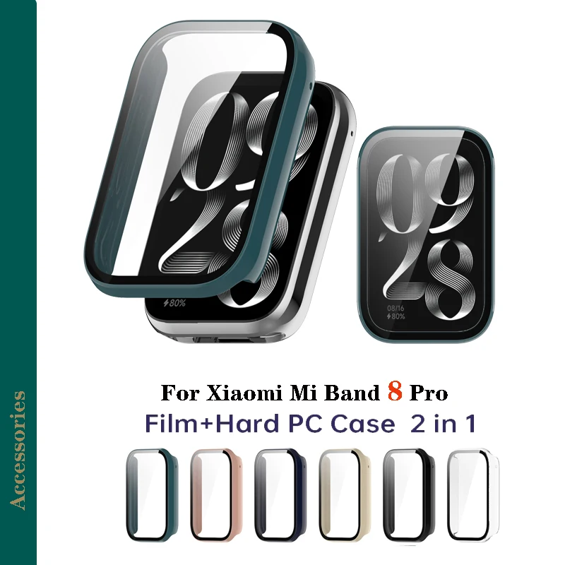 

Закаленное стекло + чехол для Xiaomi Mi Band 8 Pro MiBand 8 Pro защита для экрана Рамка Бампер чехол