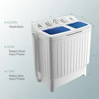 COSTWAY Portable Washing Machine, Twin Tub 20 Lbs Capacity, Washer(12 Lbs) and Spinner(8 Lbs), Durable Design, 5