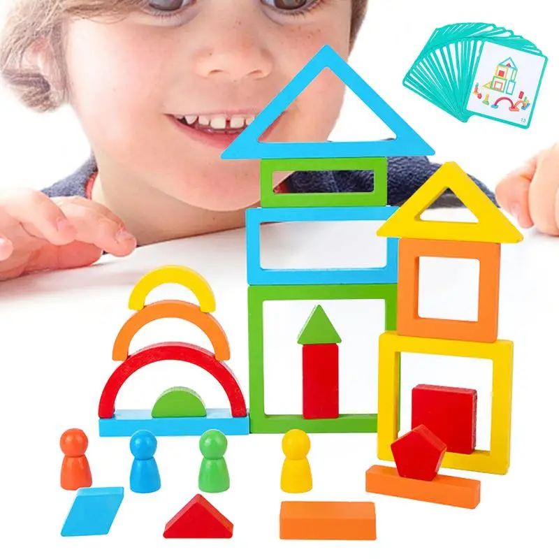 

Деревянный блок-пазл, интеллектуальная игрушка-головоломка для мозга, долговечная Веселая креативная Толстая красочная деревянная головоломка-конструктор