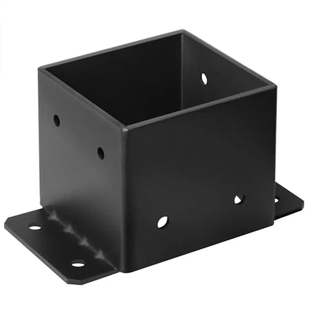 Steel Fence Post Anchor Bracket Deck Pergola Holder Black Powder Coated Anti-corrosion Inner Size 7-1/2 8x8" Nominal Lumber 12