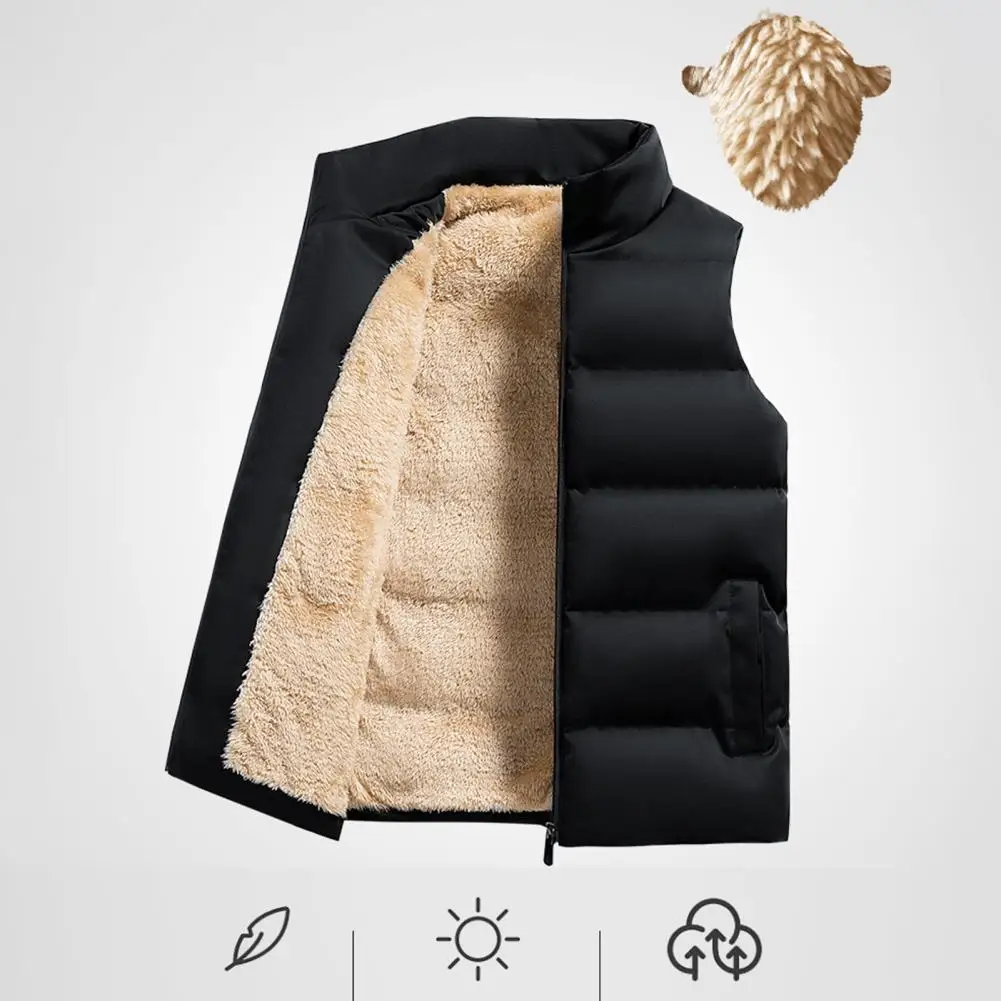 

Cold Weather Men Vest Winter Outerwear Men's Casual Heated Vest with Lapel Collar Multi-pockets Waterproof Comfort 3 Years