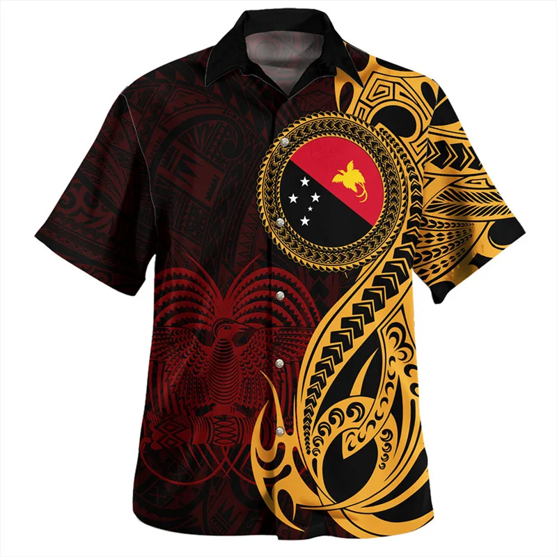 New Vintage 3D Printing The Independent State Of Papua Guinea Flag Shirts Emblem Graphic Short Cool Top Clothes 3