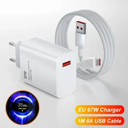 67W Fast Charging USB Charger with 1M Cable - EU/US Adapter (67W EU)