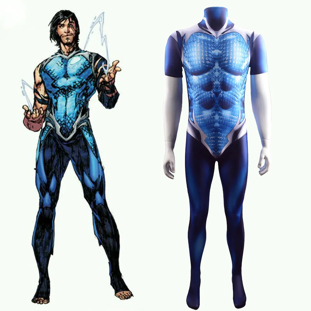 Teen Titans Garth Tempest Costume Cosplay Spandex Costume Di Halloween Tempest Ragazzi Superhero Zentai Body Per Bambini Adulti