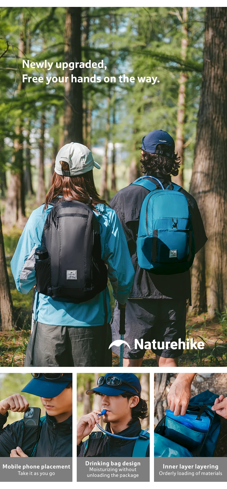 Naturehike Cloudy Goose Rucksack 18L 22L 25L 30L Klapprucksack Leichte wasserdichte Männer Frauen Outdoor Wandern Umhängetaschen – Detail 6