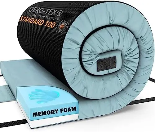 

Cell Memory Foam Camping Mattress Pad, Roll Up Mattress, Guest Floor Mattress for Adults, Roll Away Bed for Sleepover, Sleeping
