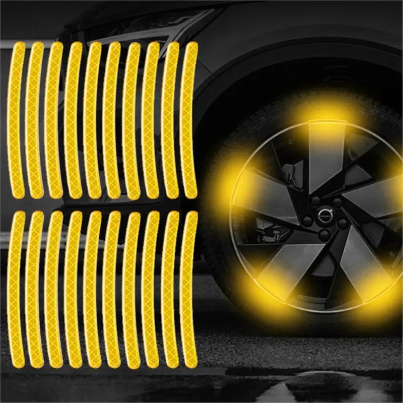 20pcs Car Wheel Hub Reflective Sticker Tire Rim Reflective Strips Luminous for Night Driving Car Bike Motorcycle Wheel Sticker - Image 2