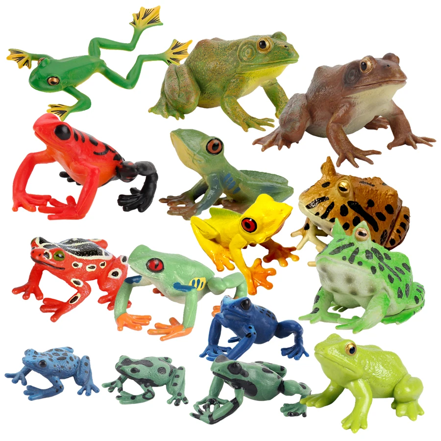 Realistic Wild Amphibian Action Figures Treefrog Bullfrog Toadfrog Plastic Frog Model Toy Cognitive Ornament Toys Gift For Kids