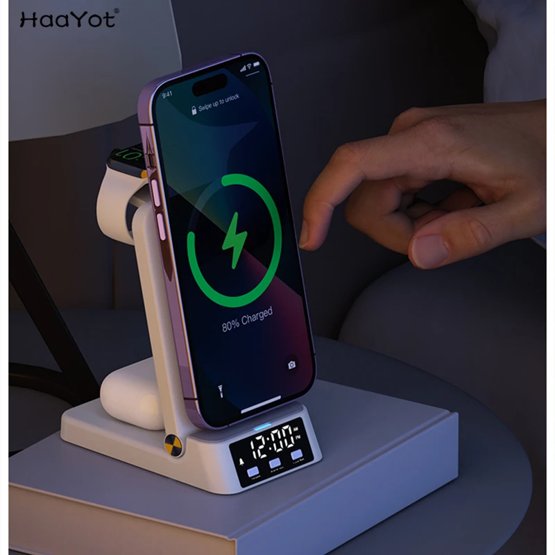 Sveglia 4 In 1 Protable Pieghevole Fast Wireless Charger Pad Station Per Apple Iwatch Per Iphone 15 14 13 Pro Max Airpods