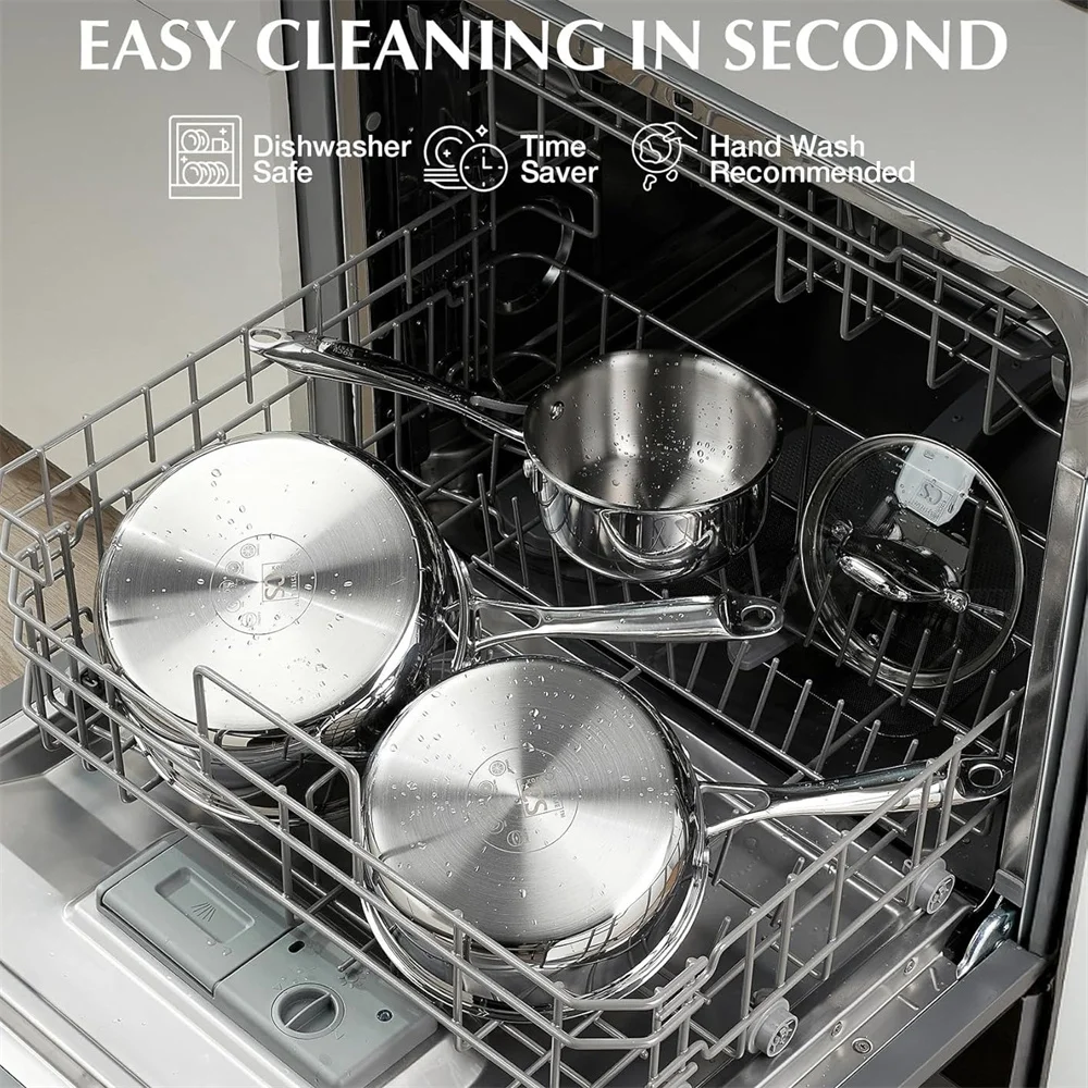 Koch Systeme CS 6-Piece Tri-Ply Stainless Steel Saucepan Set (1QT, 2QT, 3QT) 6