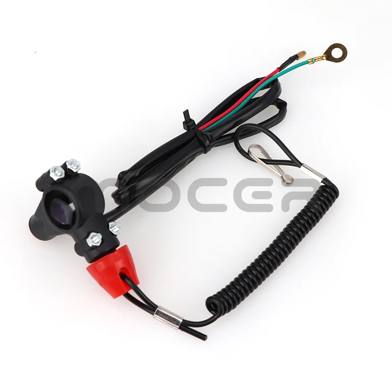 Universal Emergency Kill Switch with Push Button for ATV, Motorcycle, and Boat - Safety Tether Lanyard